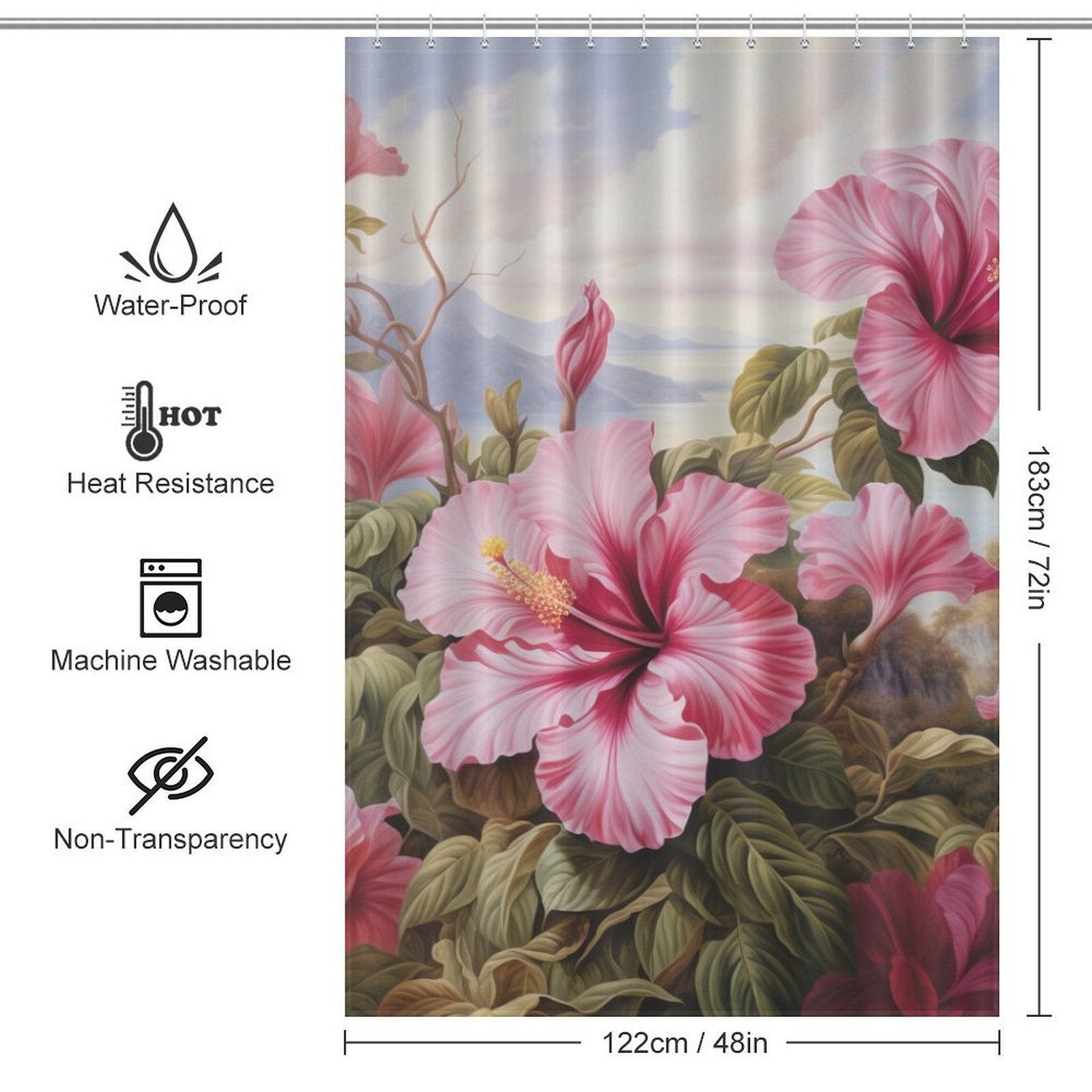 LushBlooms Hibiscus Shower Curtain