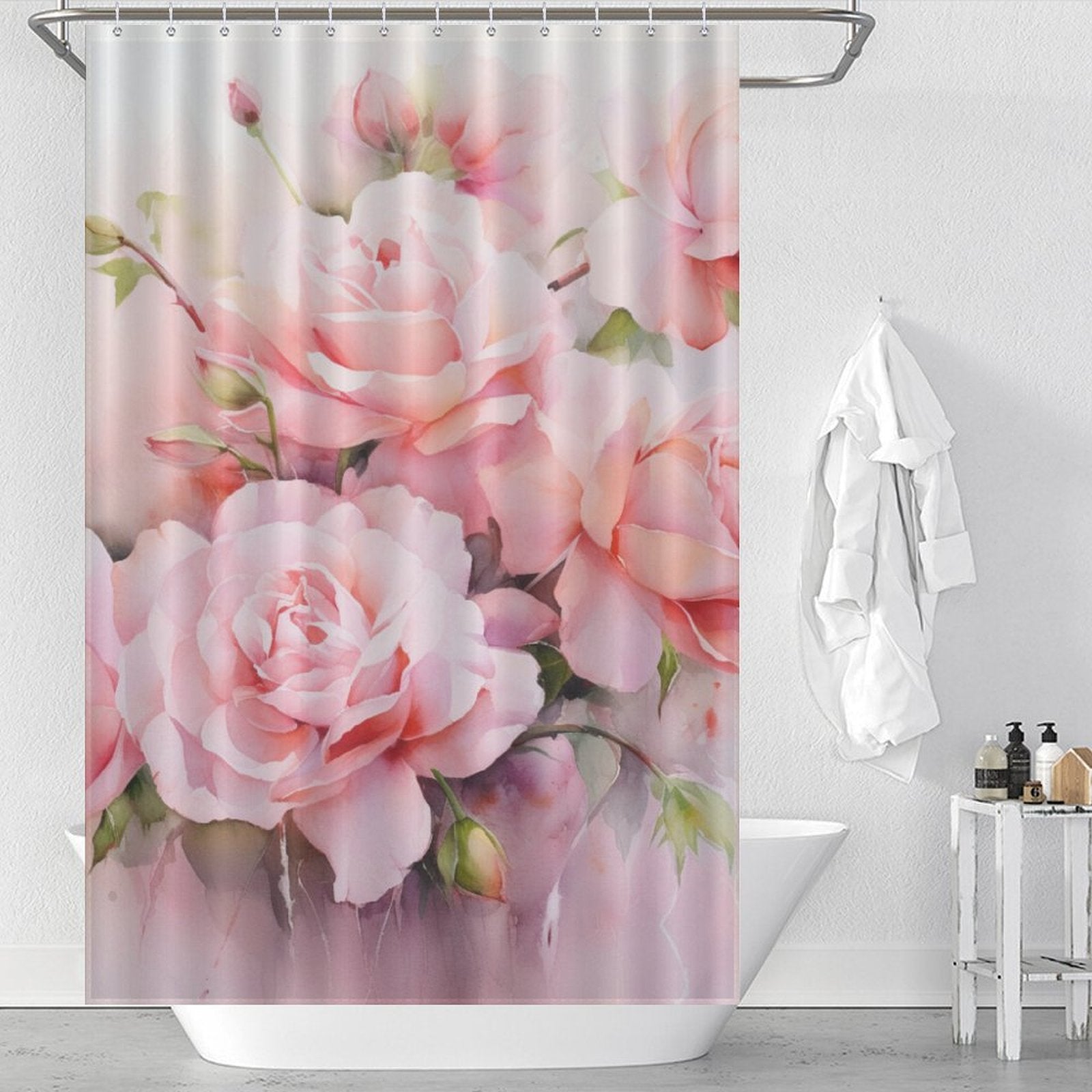 Lush Petals Pink Rose Shower Curtain