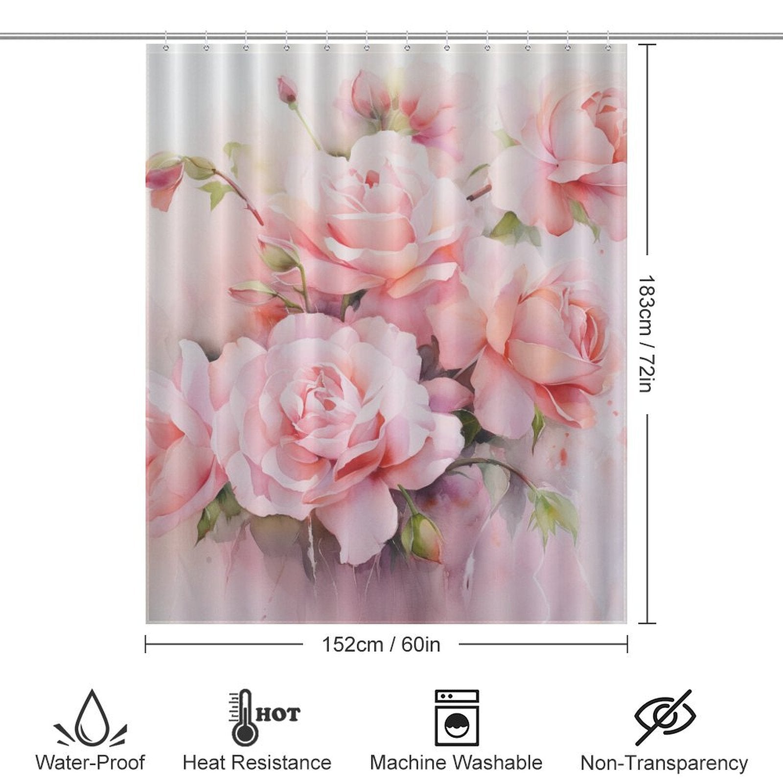Lush Petals Pink Rose Shower Curtain
