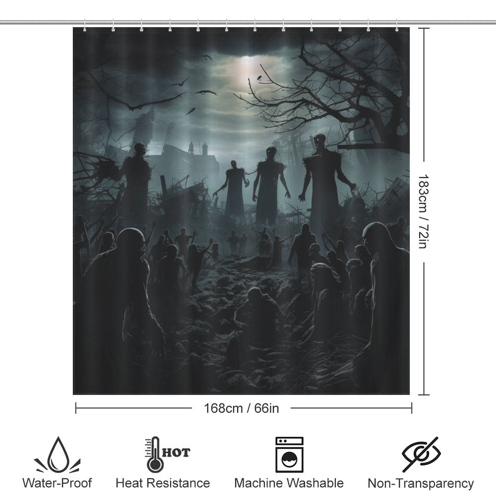 Macabre March Zombie Shower Curtain