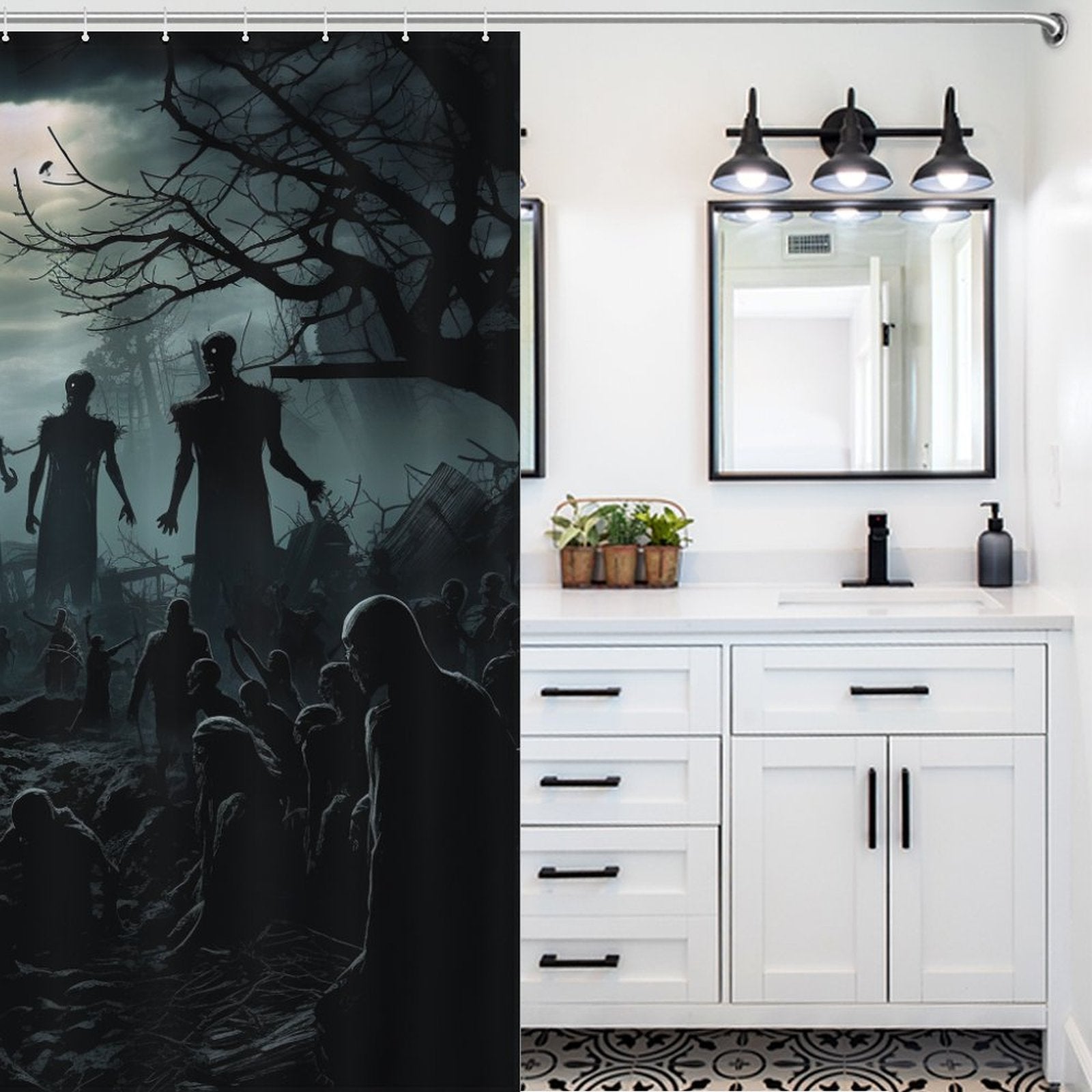 Macabre March Zombie Shower Curtain