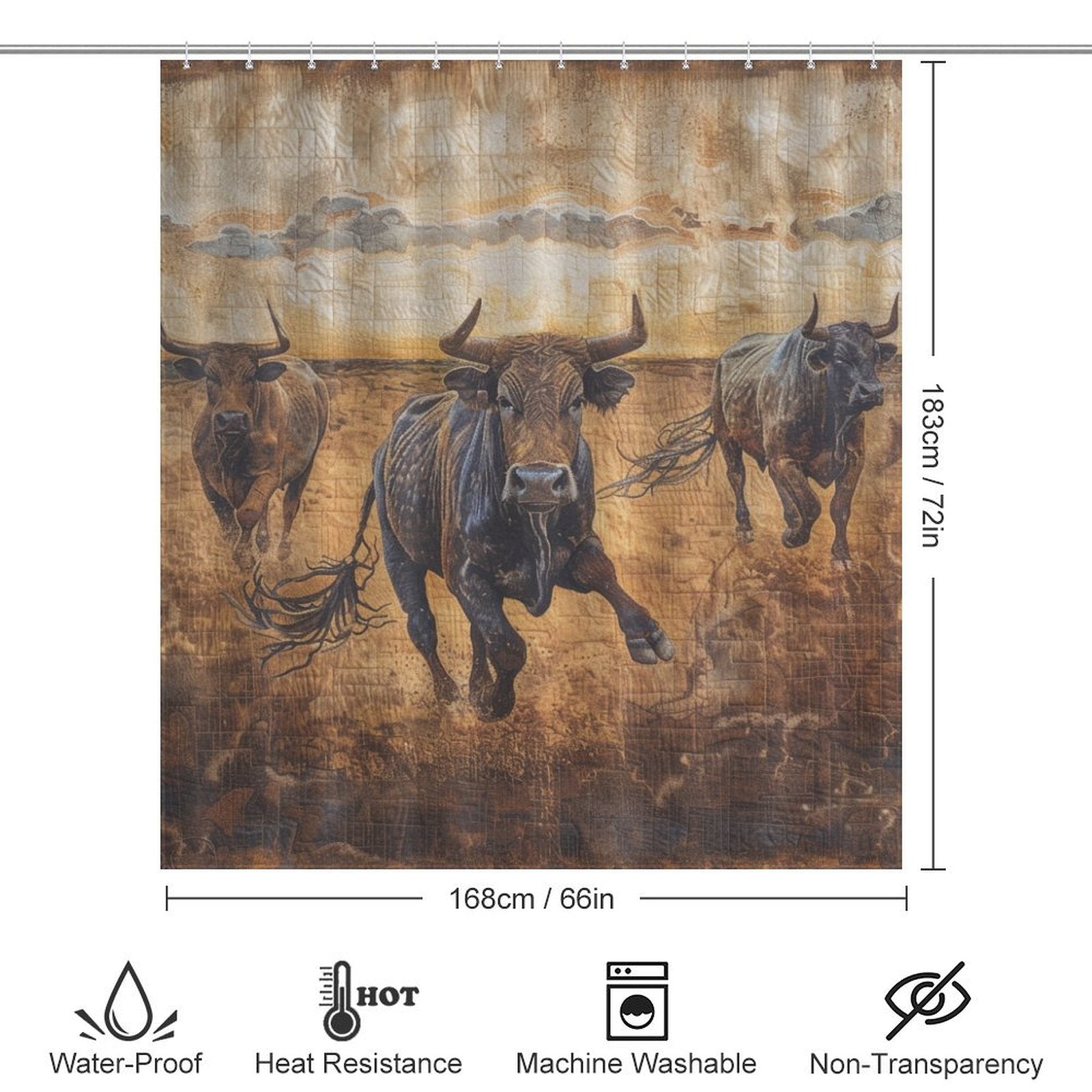 Majestic Bulls Shower Curtain