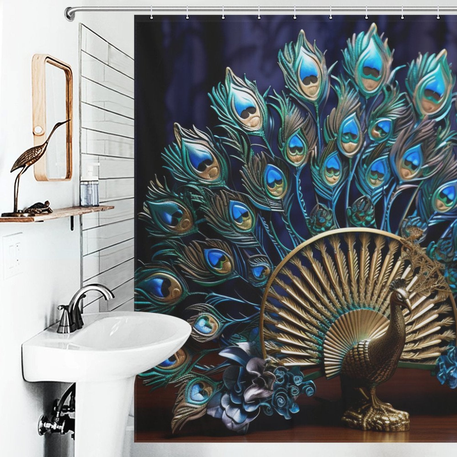 Majestic Peacock Shower Curtain