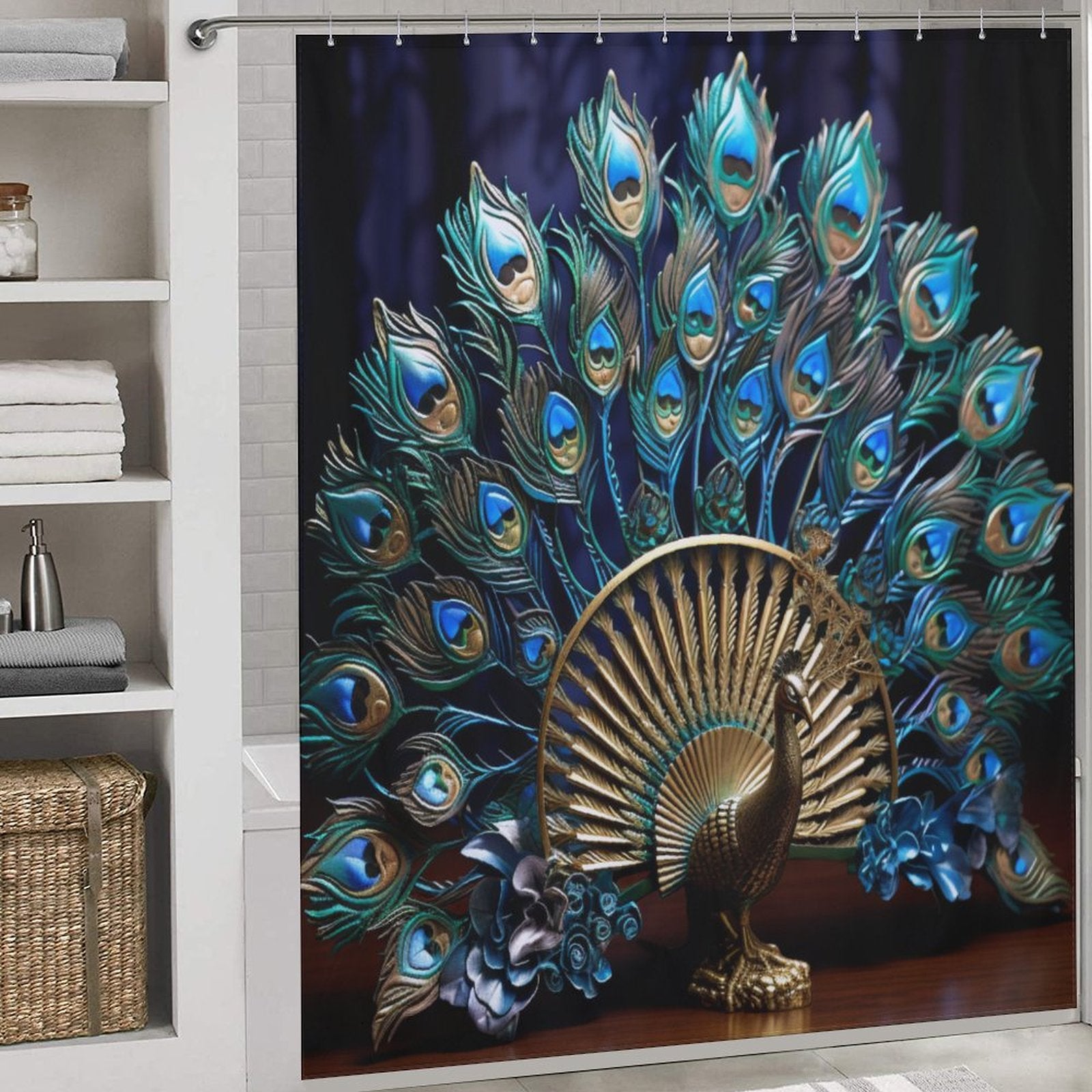 Majestic Peacock Shower Curtain