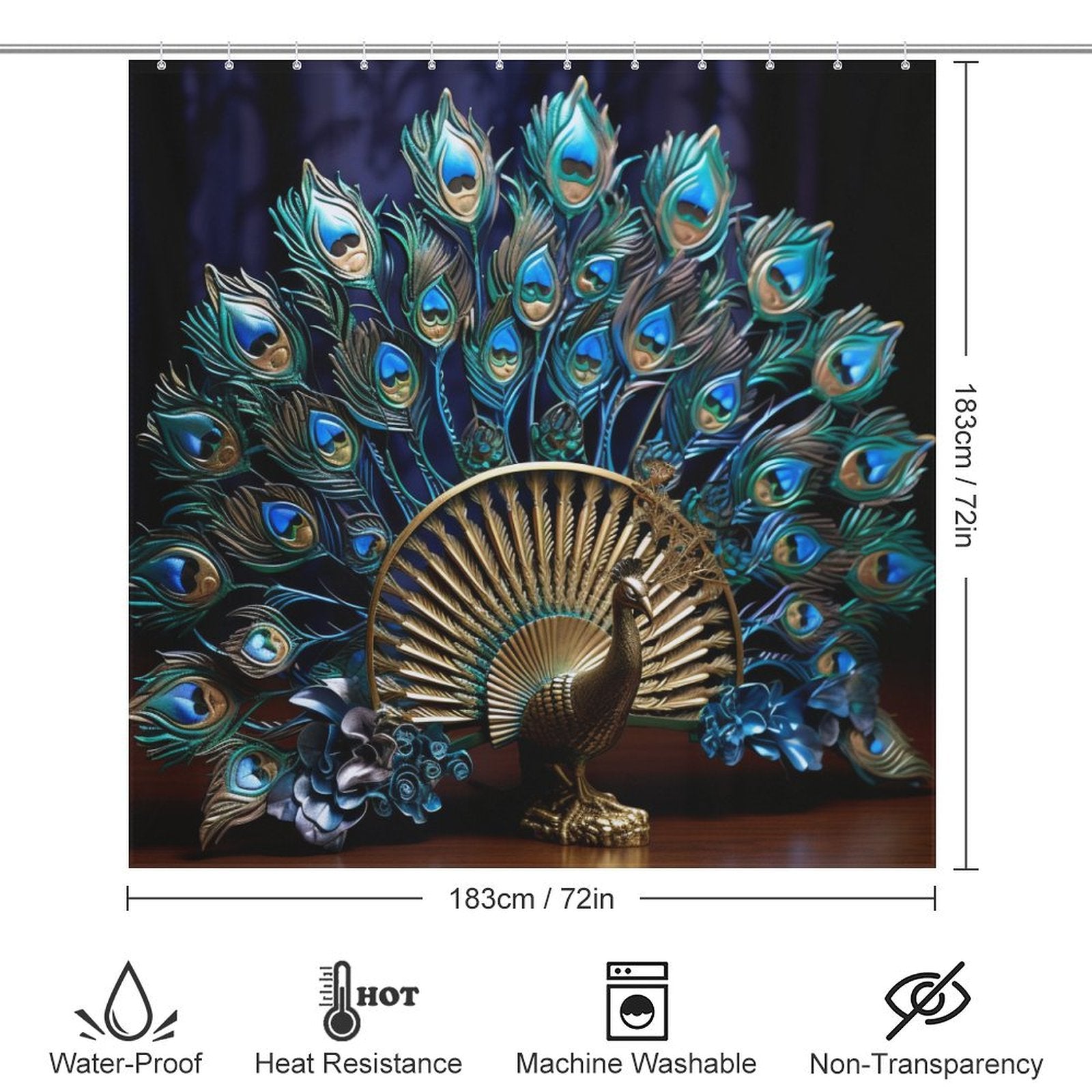 Majestic Peacock Shower Curtain