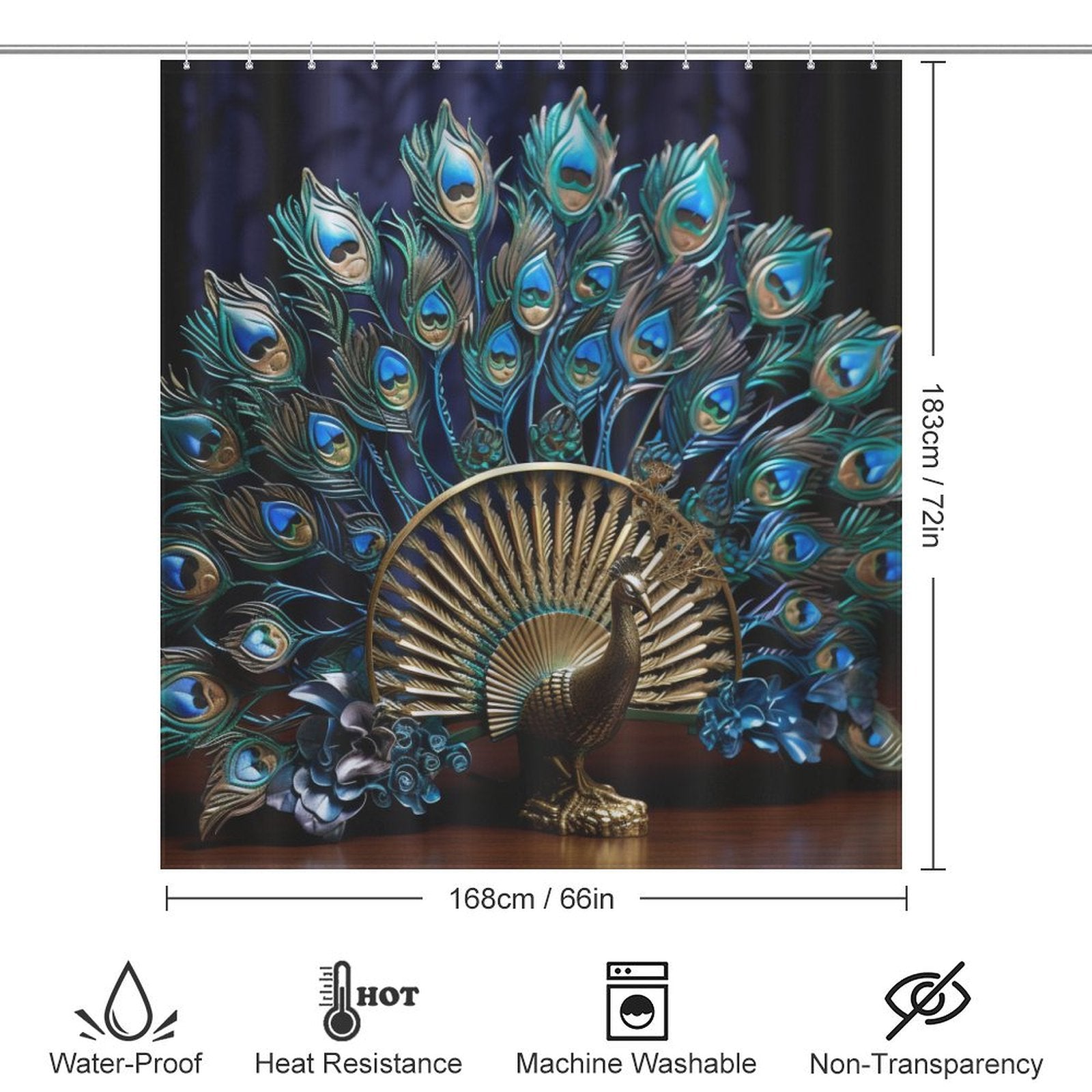 Majestic Peacock Shower Curtain