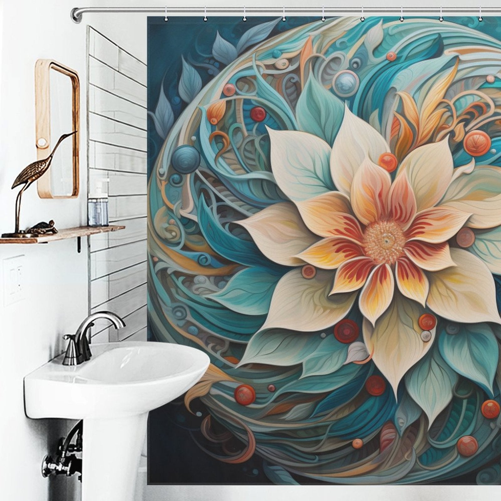 Mandala Shower Curtain Boho Elegance