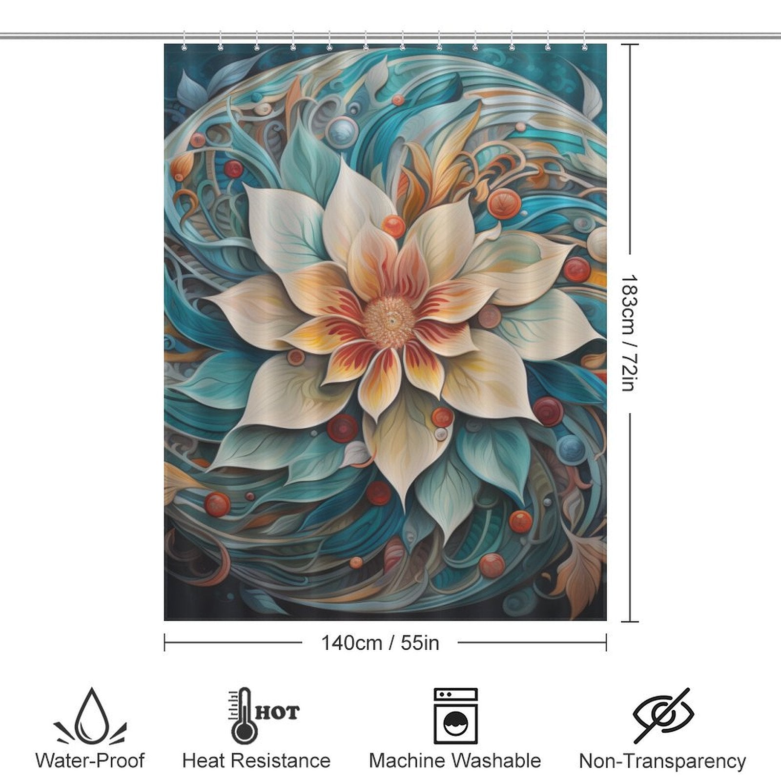 Mandala Shower Curtain Boho Elegance