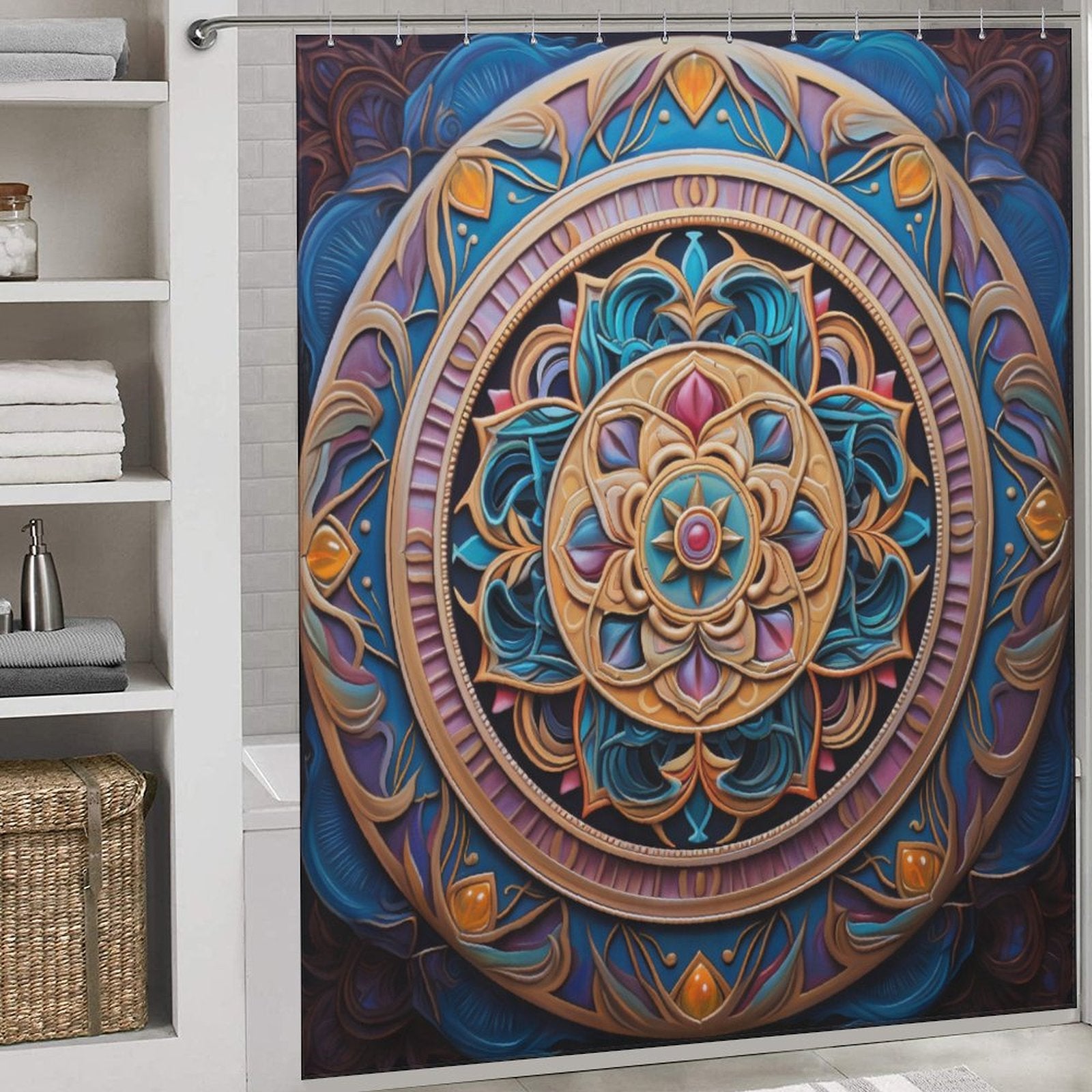 Mandala Shower Curtain Colorful Harmony