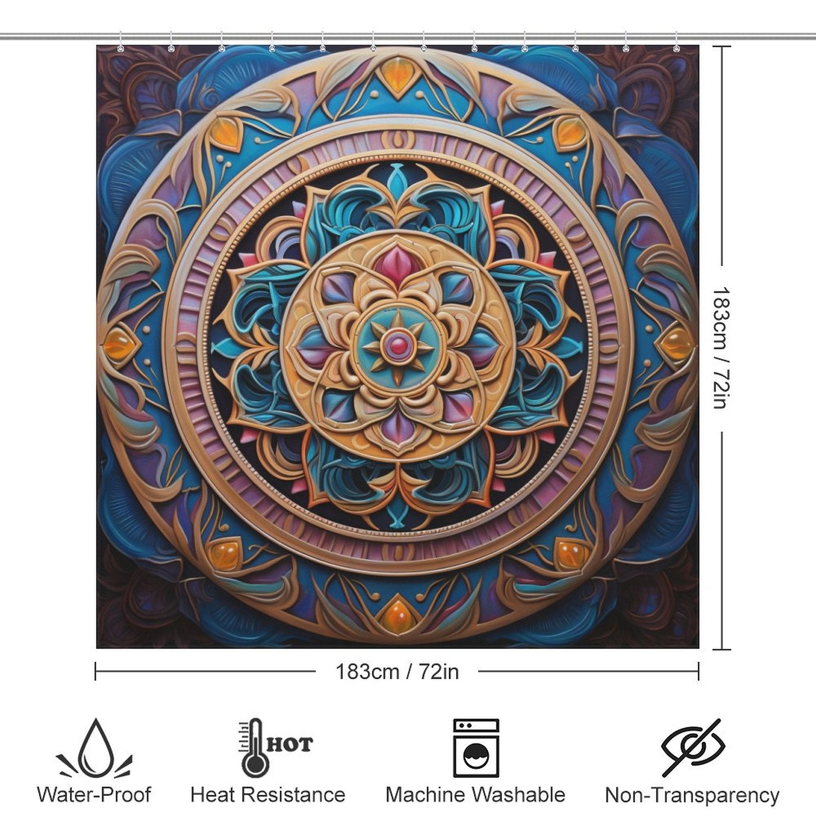 Mandala Shower Curtain Colorful Harmony