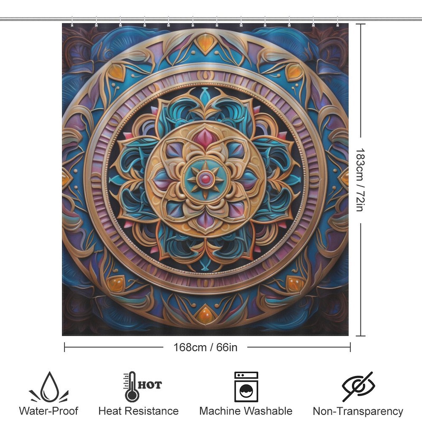 Mandala Shower Curtain Colorful Harmony