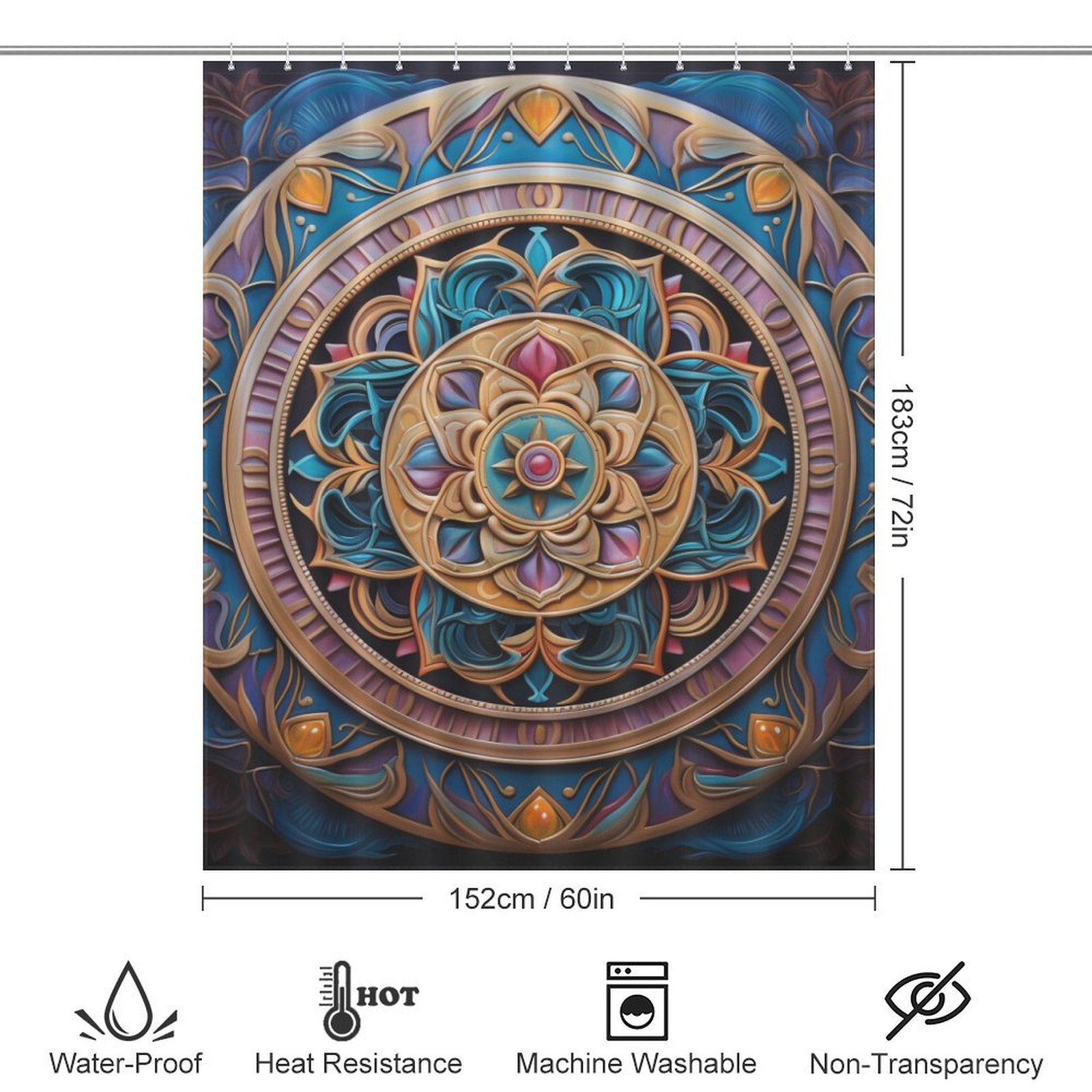 Mandala Shower Curtain Colorful Harmony
