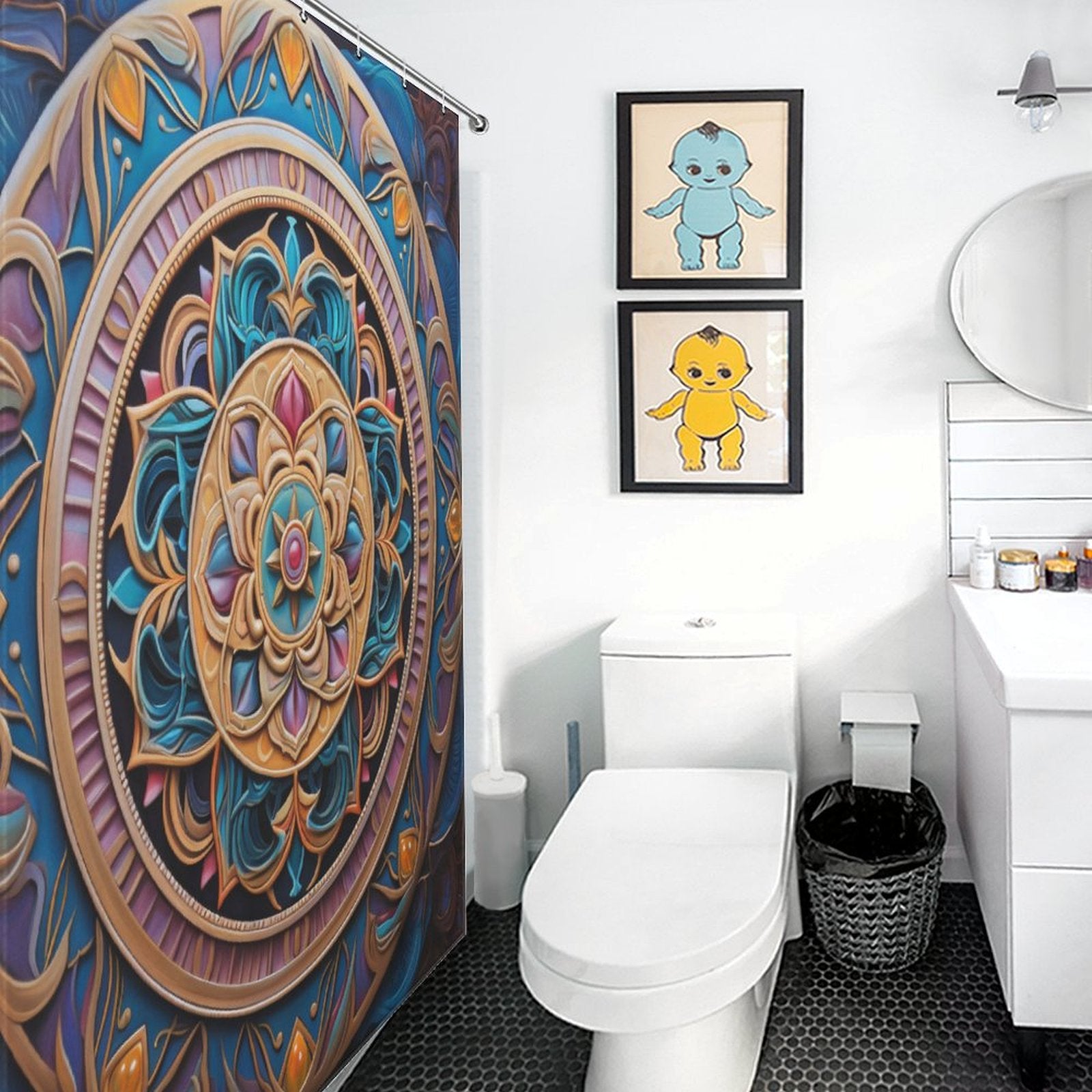 Mandala Shower Curtain Colorful Harmony