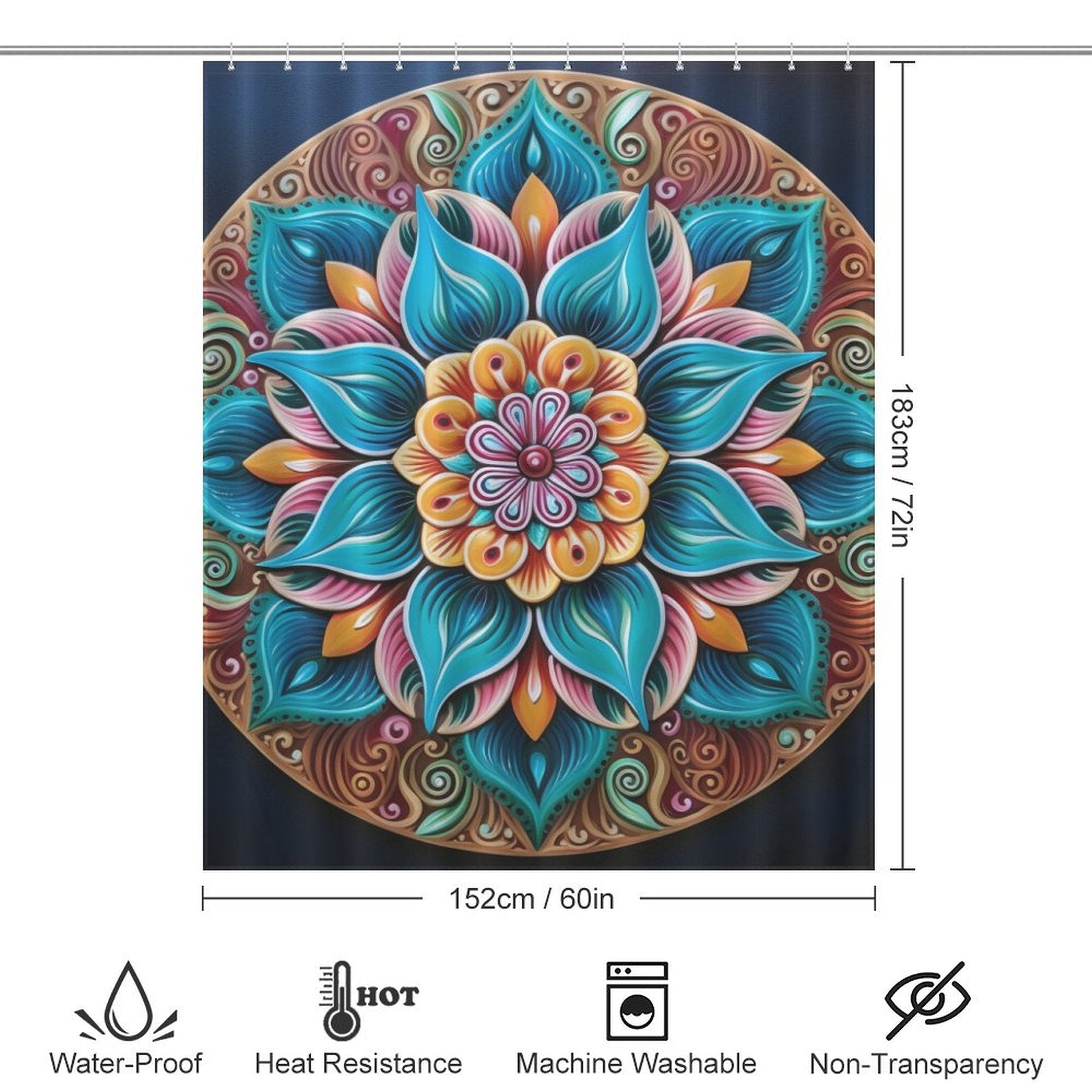 Mandala Shower Curtain Harmonious Look