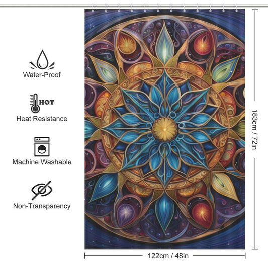 Mandala Shower Curtain Vibrant Motifs