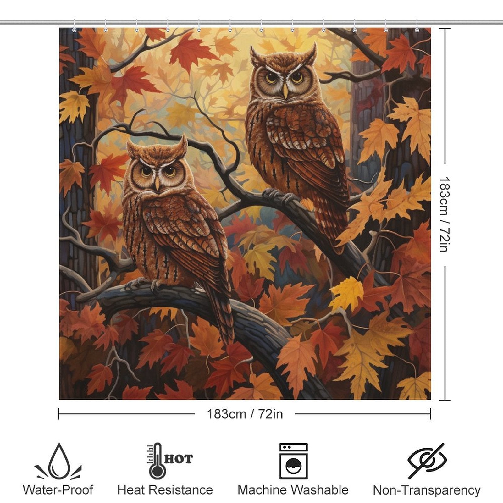 Maple Leaf Distinct Owl Shower Curtain