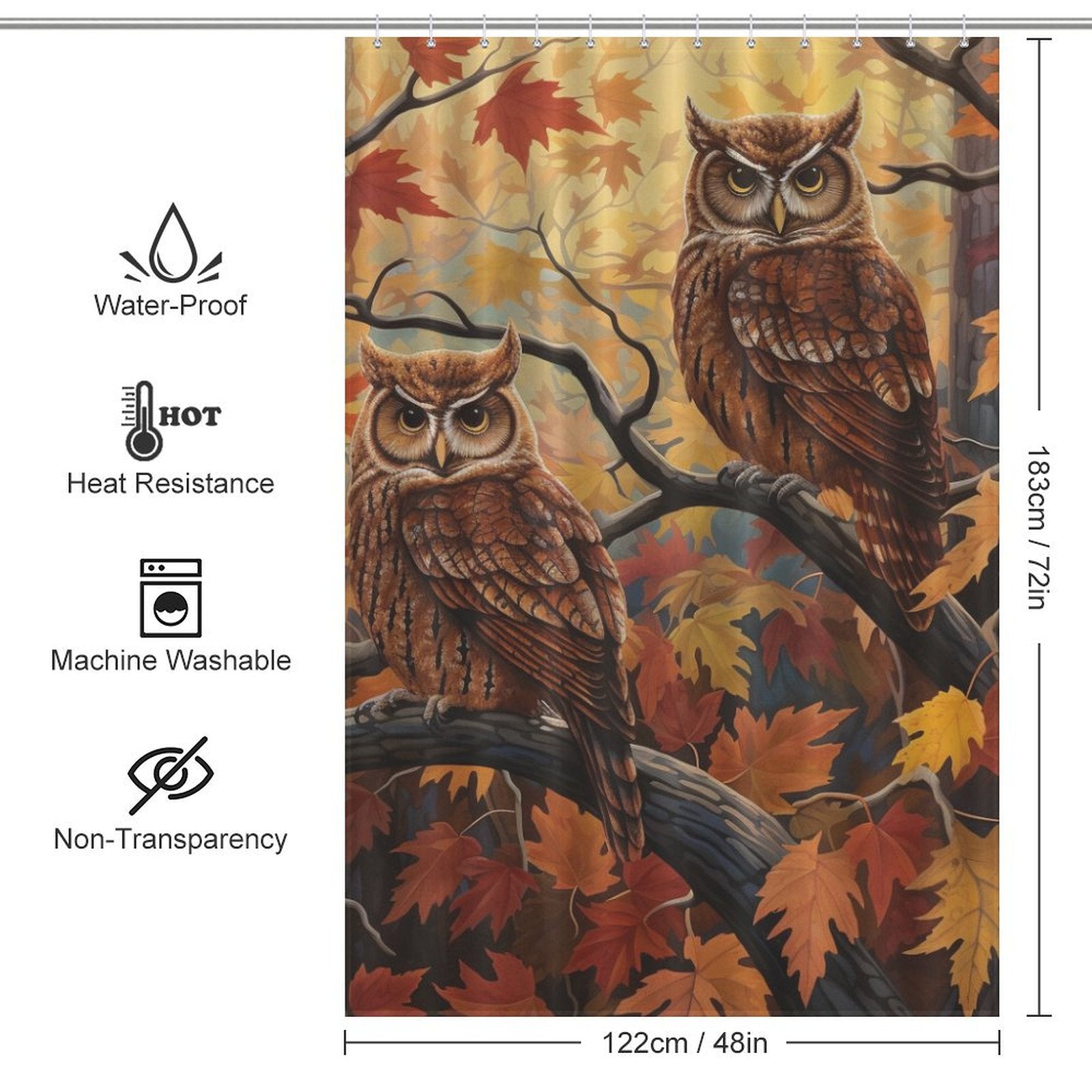 Maple Leaf Distinct Owl Shower Curtain