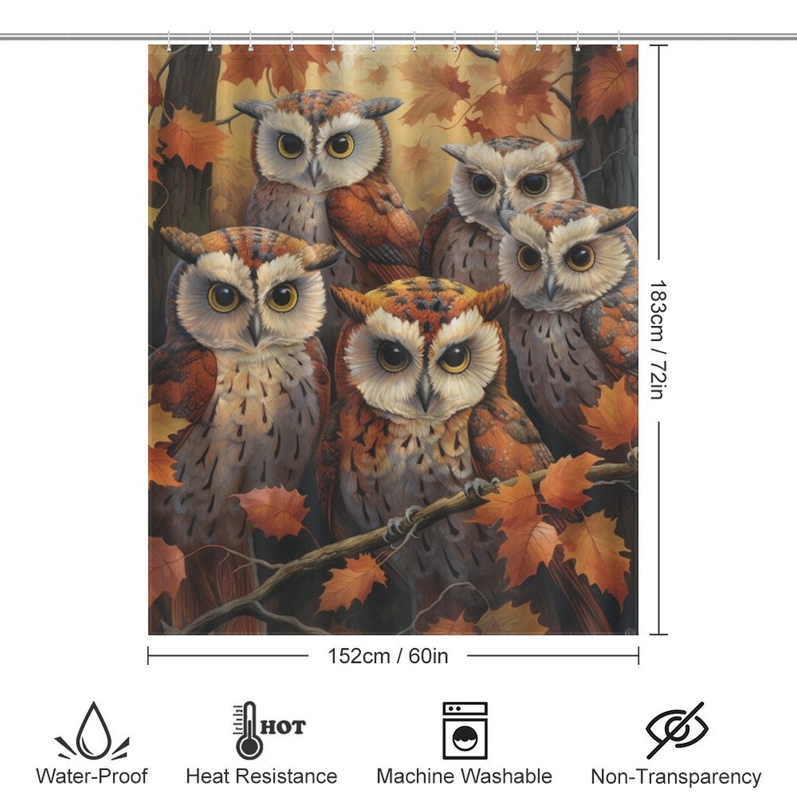 Maple Leaf Whimsical Owl Shower Curtain