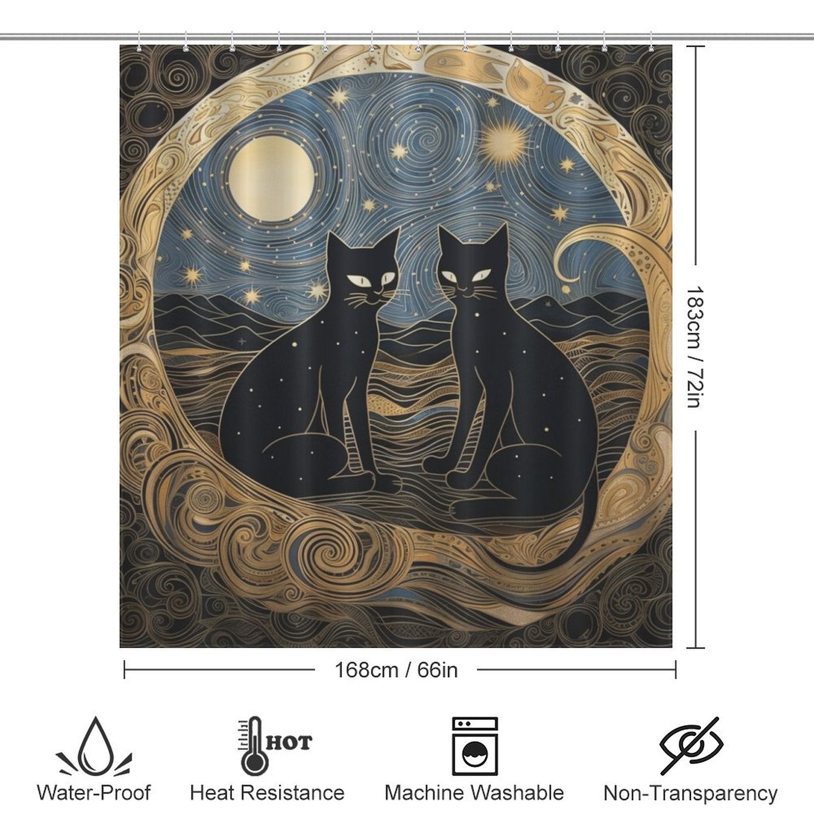 MidnightWhiskers Cat Shower Curtain