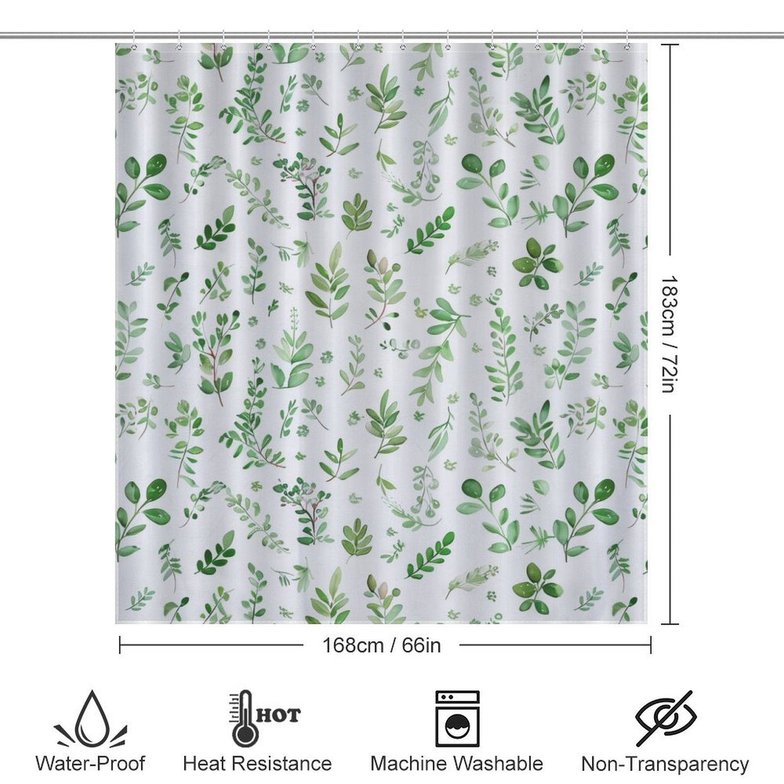 Minimalist Green Floral Boho Shower Curtain