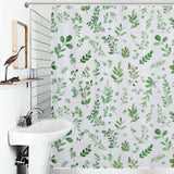 Minimalist Green Floral Boho Shower Curtain