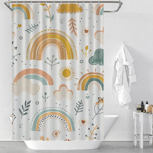Minimalist Rainbow Boho Shower Curtain