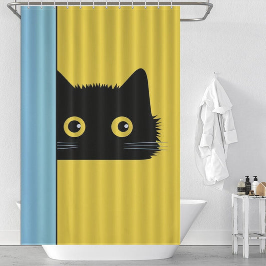 Minimalistic Cute Shy Cat Shower Curtain