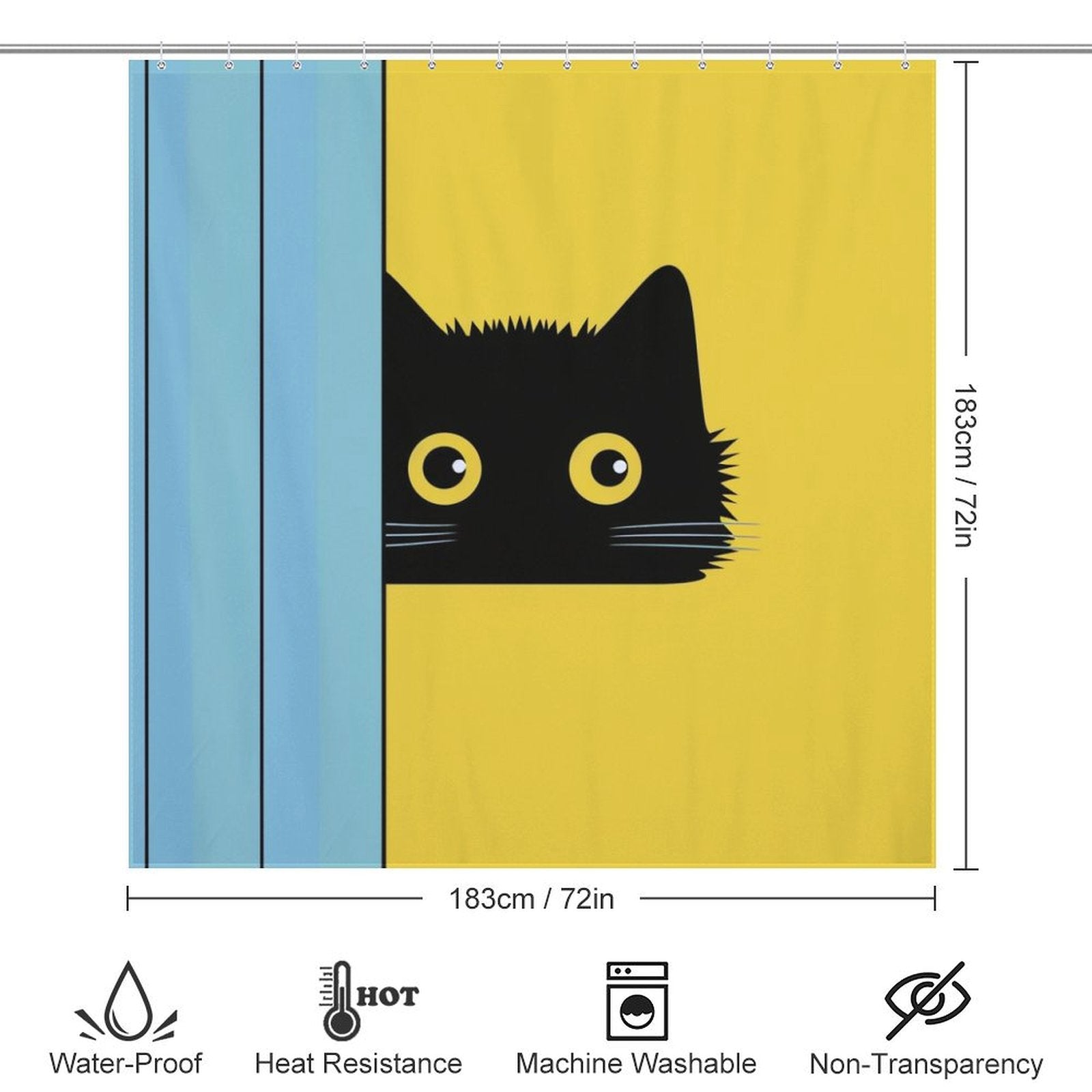 Minimalistic Cute Shy Cat Shower Curtain