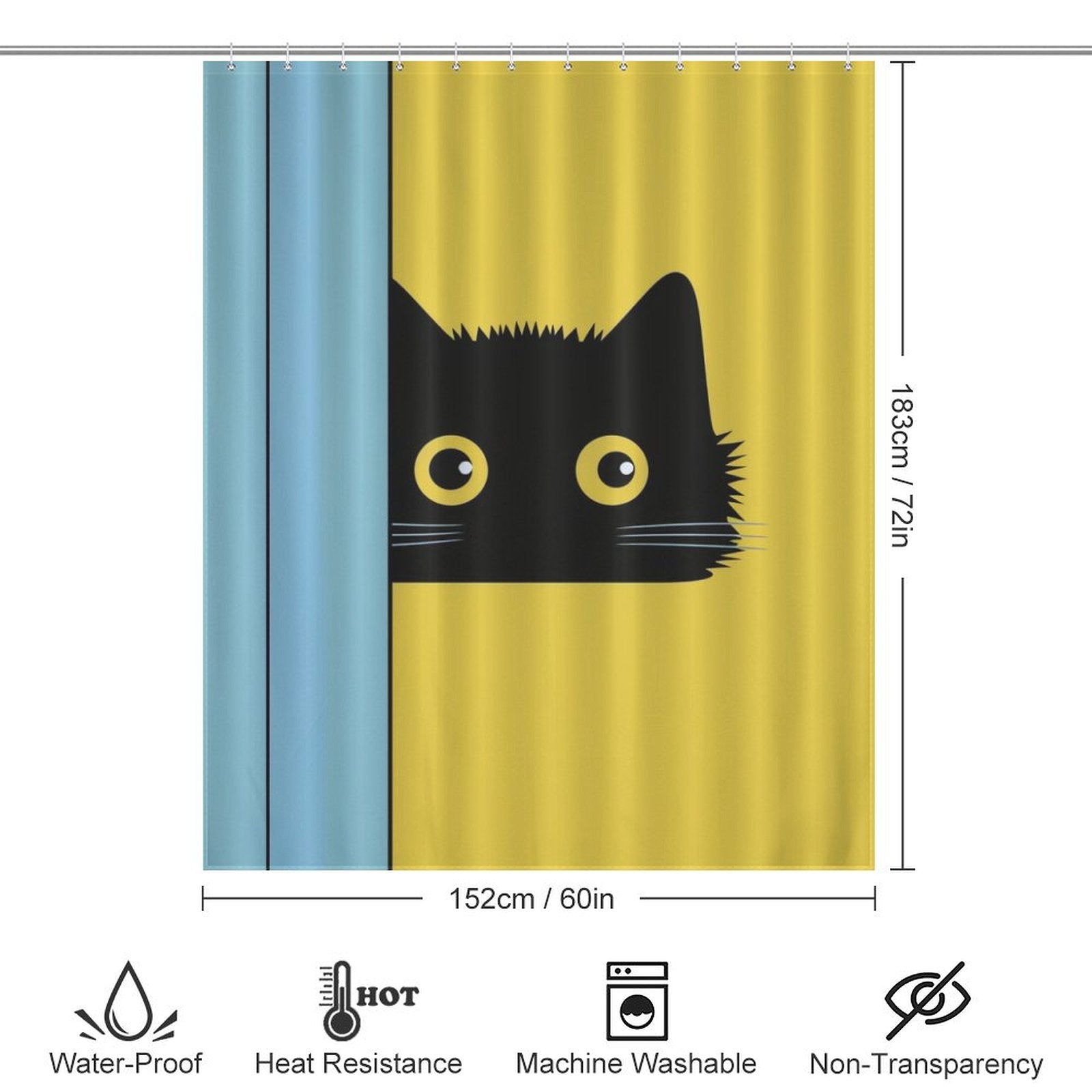 Minimalistic Cute Shy Cat Shower Curtain