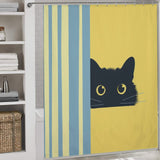 Minimalistic Shy Black Cat Shower Curtain