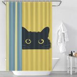 Minimalistic Shy Black Cat Shower Curtain