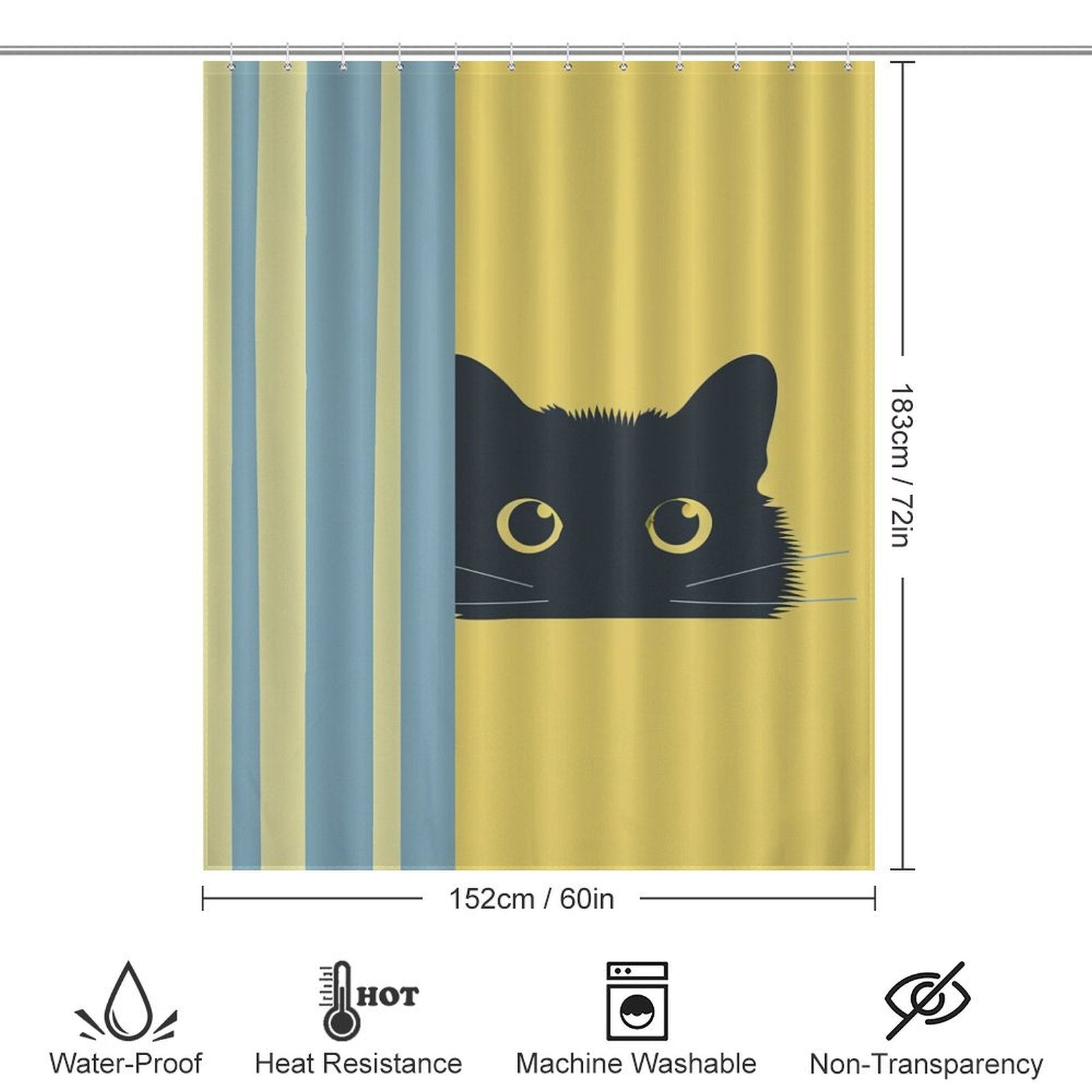 Minimalistic Shy Black Cat Shower Curtain