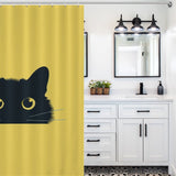 Minimalistic Shy Black Cat Shower Curtain