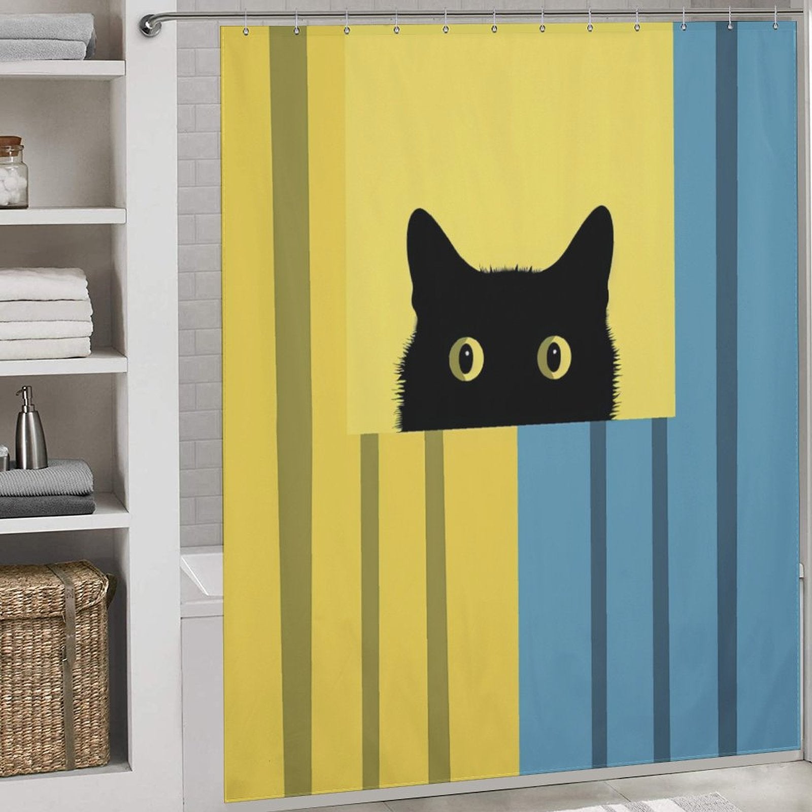 Minimalistic Shy Cat Shower Curtain