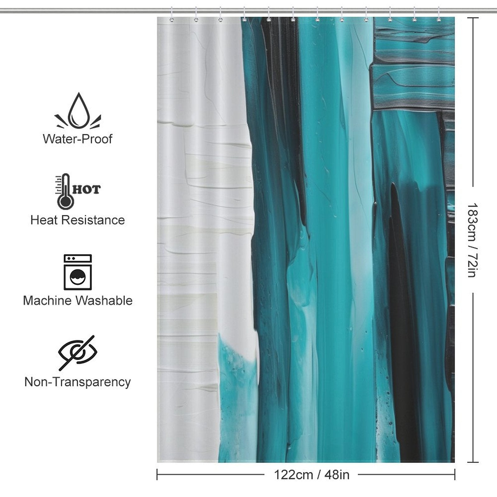 Modern Black White and Turquoise Shower Curtain