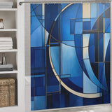 Modern Blue Geometric Shower Curtain