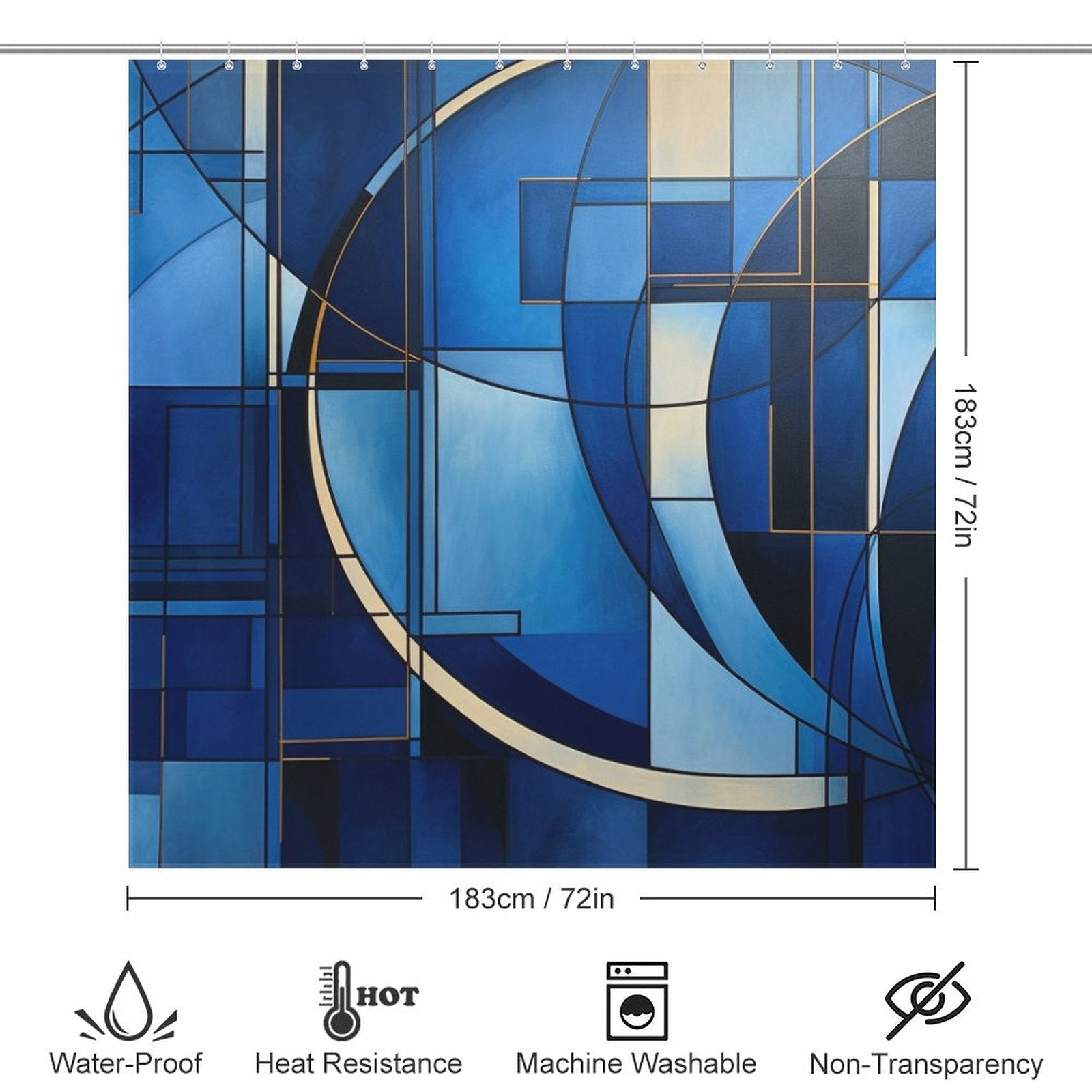 Modern Blue Geometric Shower Curtain