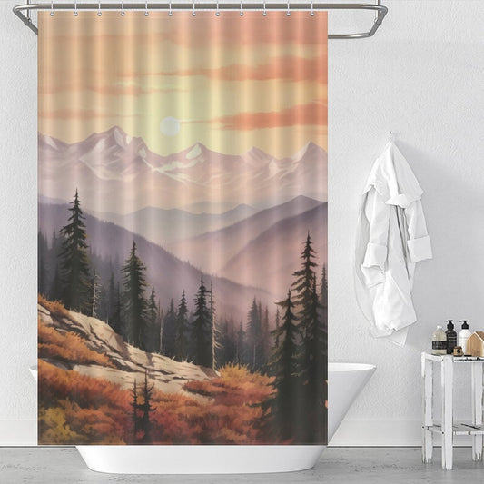 Modern Mountain Shower Curtain