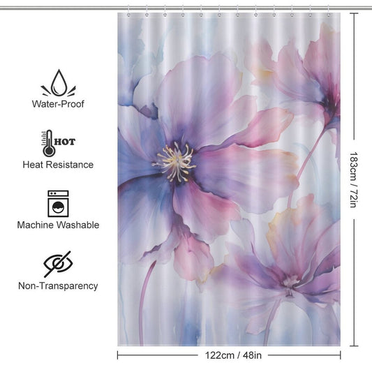 Modern and Chic Watercolor Floral Shower Curtain