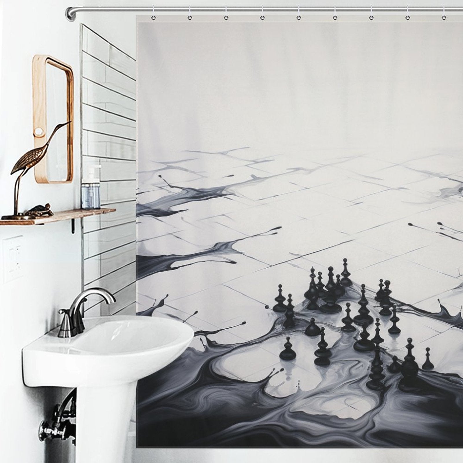 Monochrome Black and White Shower Curtain