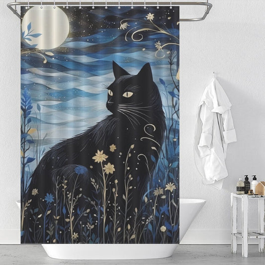 MoonlitBotanicals Cat Shower Curtain