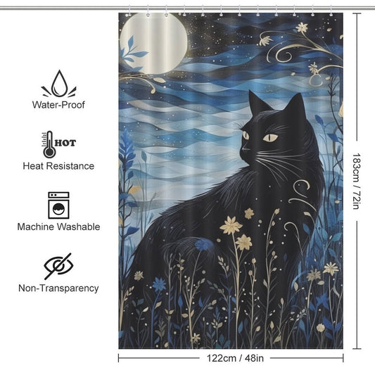 MoonlitBotanicals Cat Shower Curtain