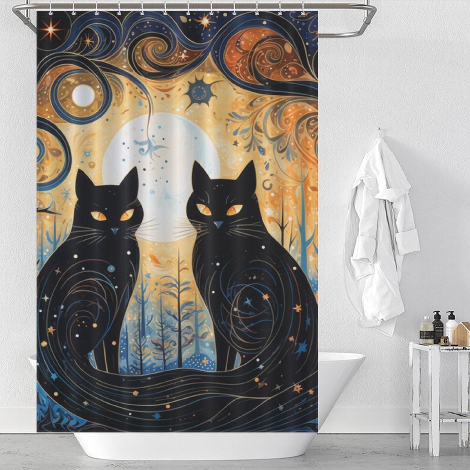 MoonlitDance Cat Shower Curtain