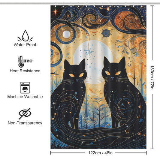 MoonlitDance Cat Shower Curtain