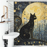 MoonlitFelineTales Cat Shower Curtain