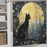 MoonlitFelineTales Cat Shower Curtain