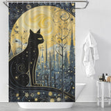 MoonlitFelineTales Cat Shower Curtain