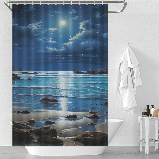 Moonlit Beach Shower Curtain Marine Life