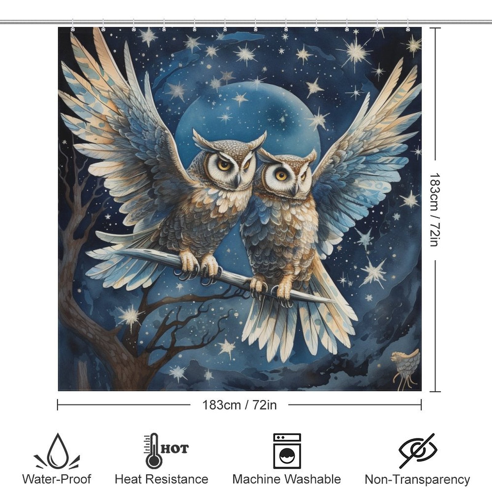 Moonlit Night Owl Shower Curtain