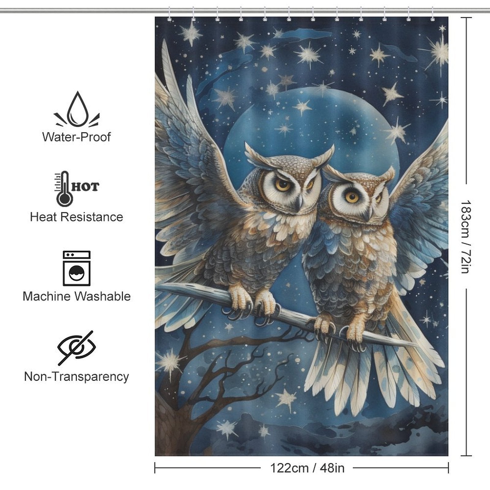 Moonlit Night Owl Shower Curtain